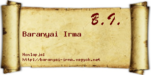 Baranyai Irma névjegykártya
